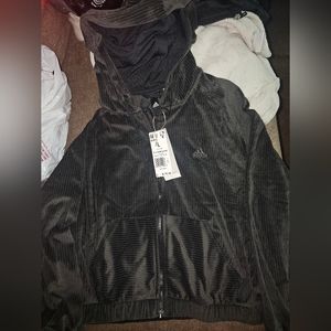 Adidas ribbed velour crop hoodie